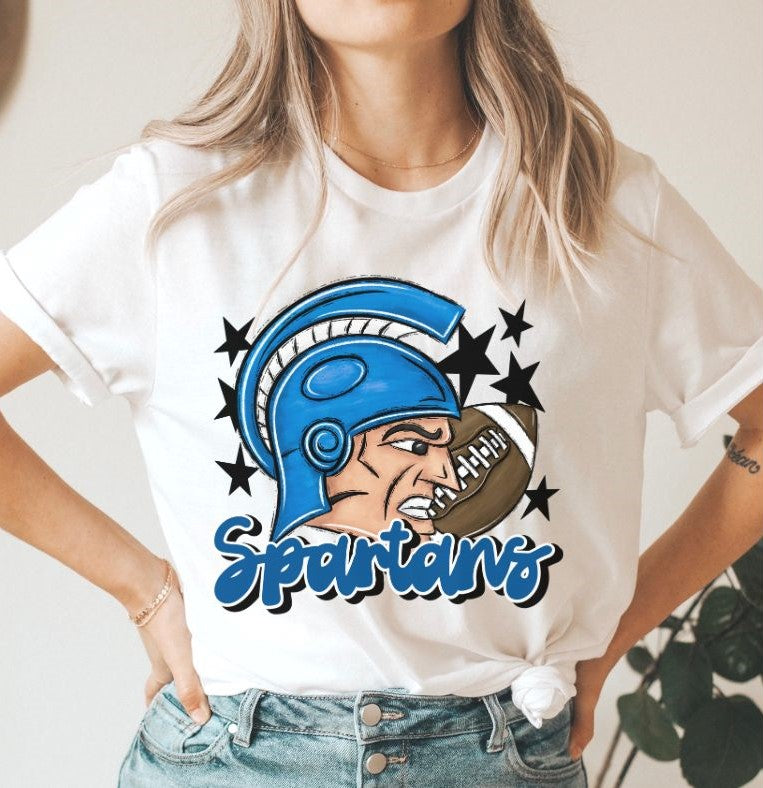 Spartans Mascot (stars - royal blue) - DTF