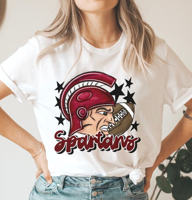 Spartans Mascot (stars - maroon) - DTF