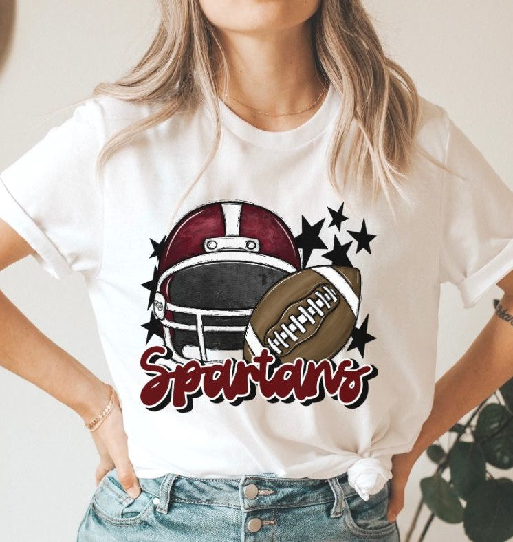Spartans Mascot (stars - maroon helmet) - DTF