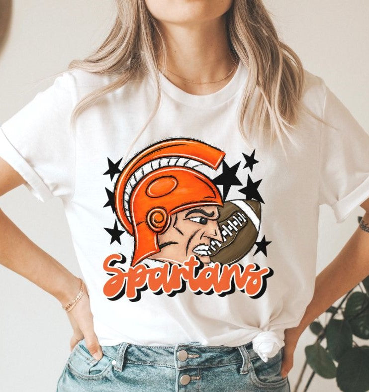 Spartans Mascot (stars - orange) - DTF