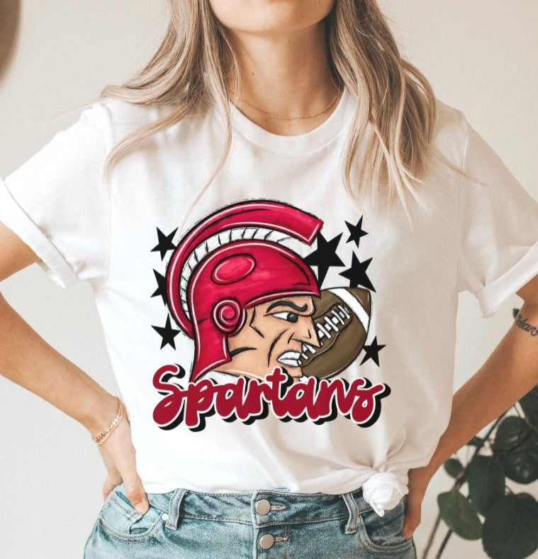 Spartans Mascot (stars - red) - DTF