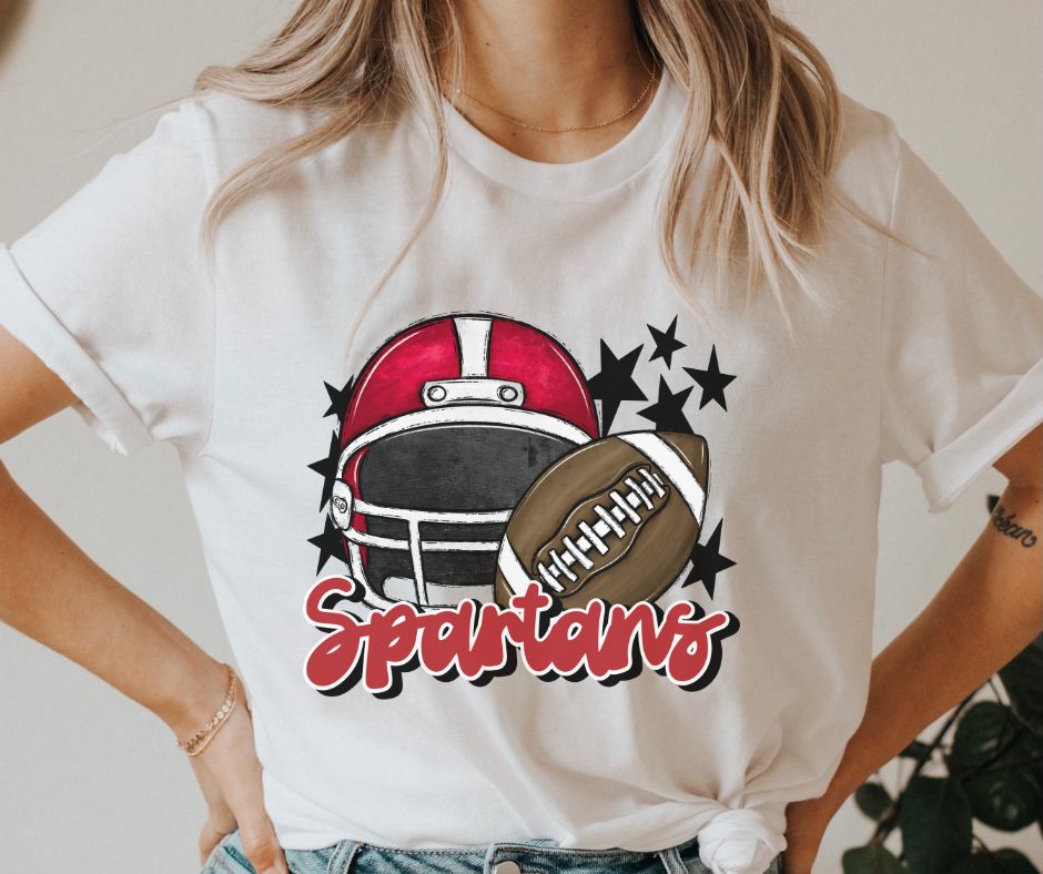 Spartans Mascot (stars - red helmet) - DTF