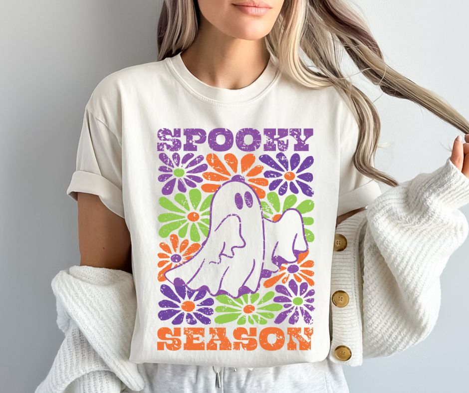 Spooky Season (Groovy Floral Ghost) - DTF