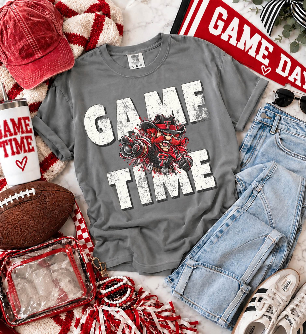 Tx Tech (Distressed Game Time Mascots) - DTF