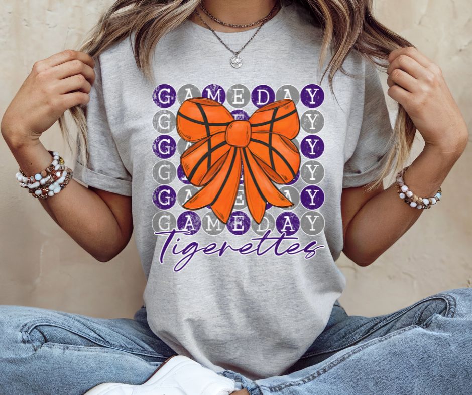 Game Day Typewriter TIGERETTES (Basketball - Purple/Gray) - DTF