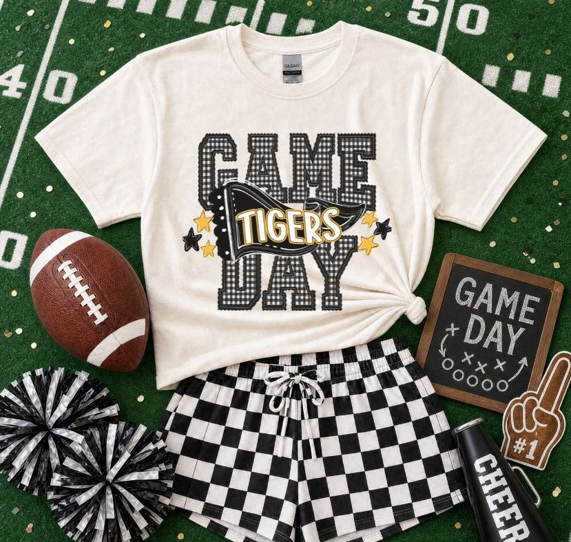Tigers - Black/Yellow Gold (Preppy Game Day Pennant Mascot) - DTF