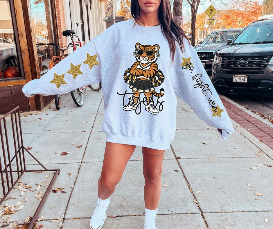 Tigers - Black/Gold (Cheer Star Mascot) - DTF
