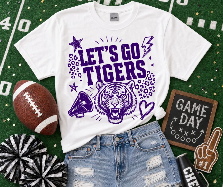 Tigers Purple (Lets Go Doodle Leopard Mascot) - DTF