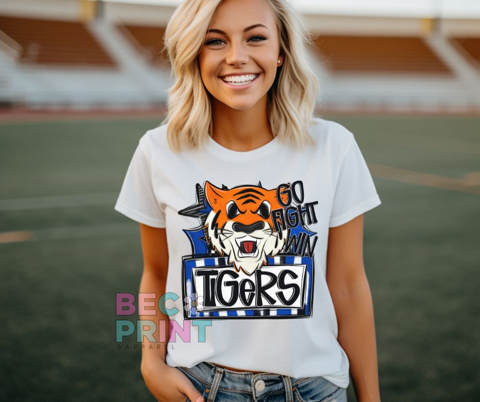 Tigers - Royal Blue (Go Fight Win Star Mascot) - DTF