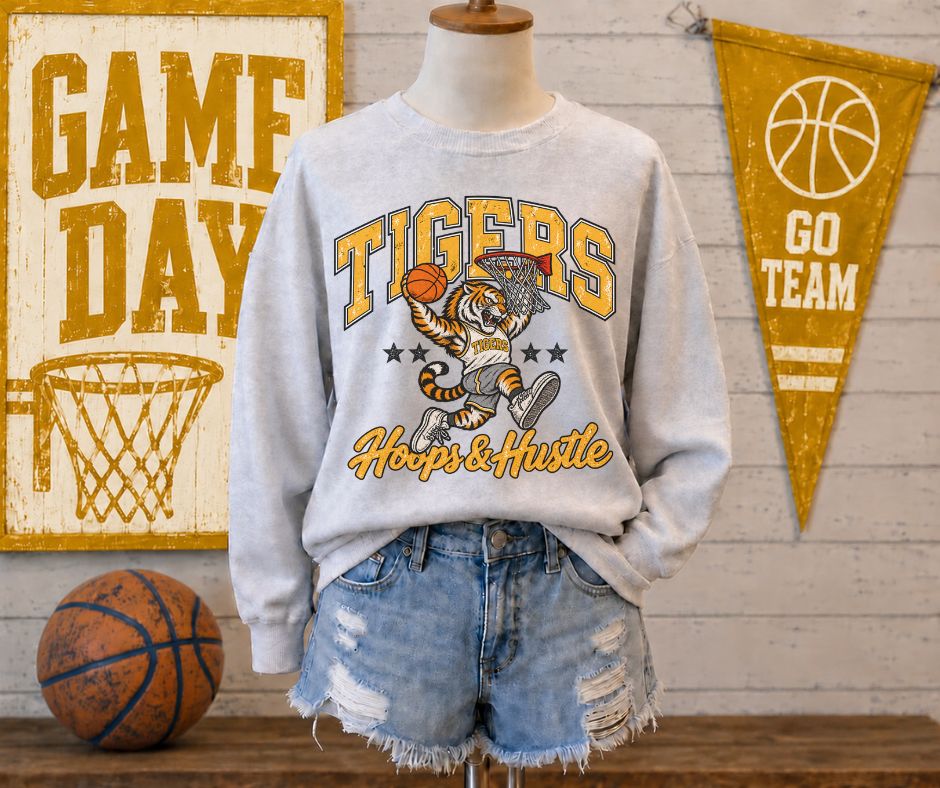 Tigers - Yellow Gold (Hoops & Hustle Basketball Mascot) - DTF