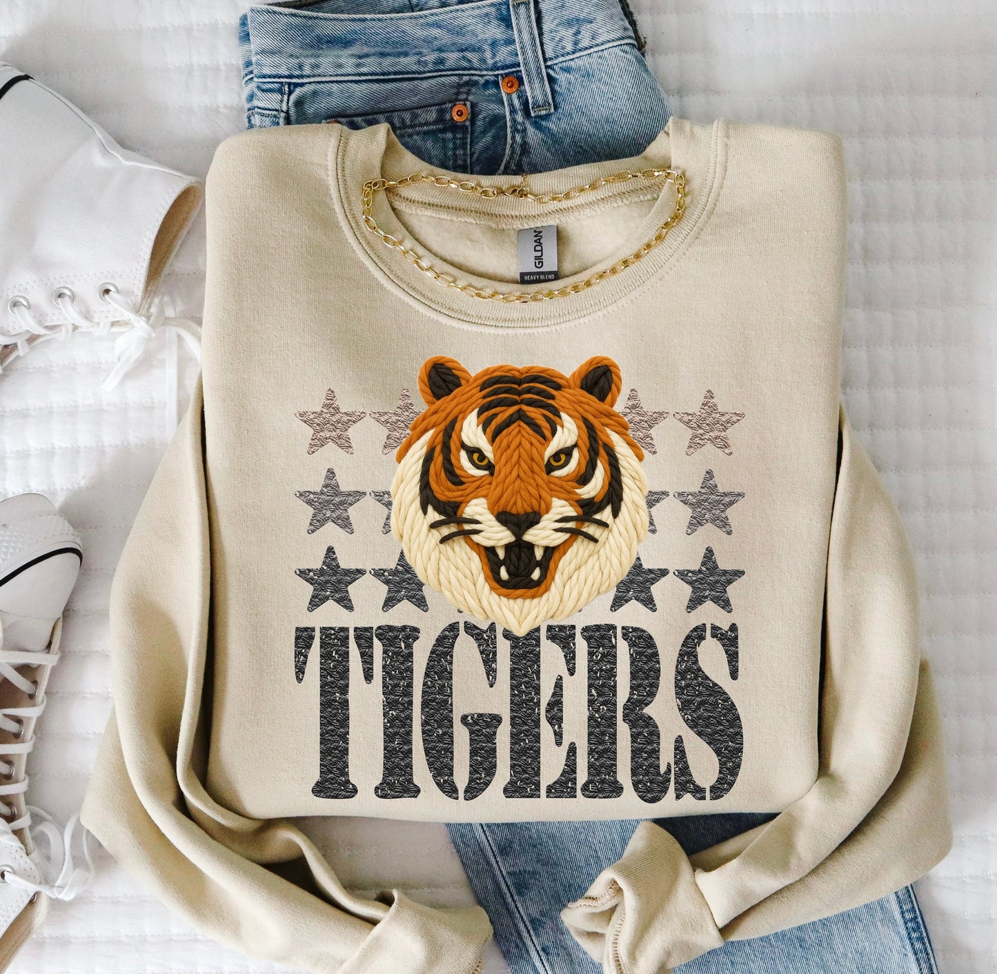 Tigers (Faux Yarn and Stars Mascot) - DTF