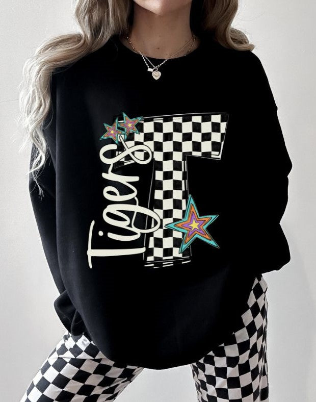 Tigers - Star (Retro Checkerboard Mascot) - DTF