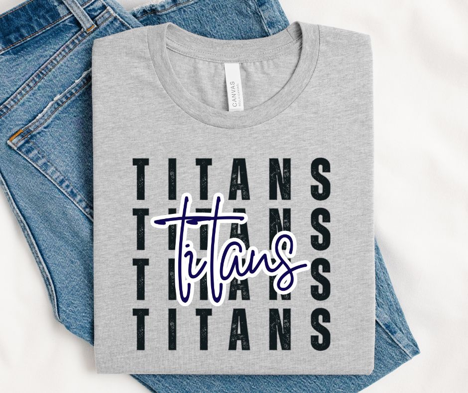 Titans - Navy/Black (Stacked Distressed Mascots) - DTF