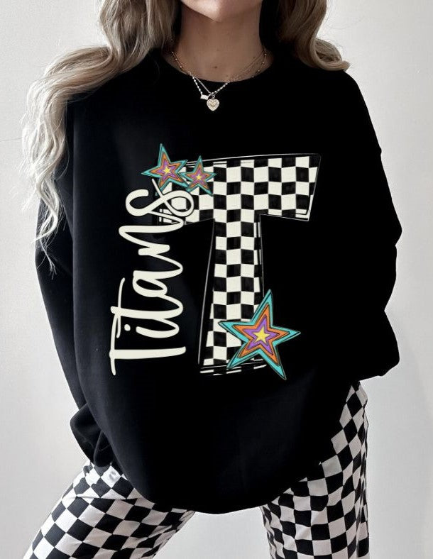 Titans - star (Retro Checkerboard Mascot) - DTF