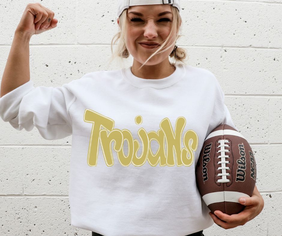 Trojans - Vegas Gold (Funky Doodle Colored Mascot) - DTF