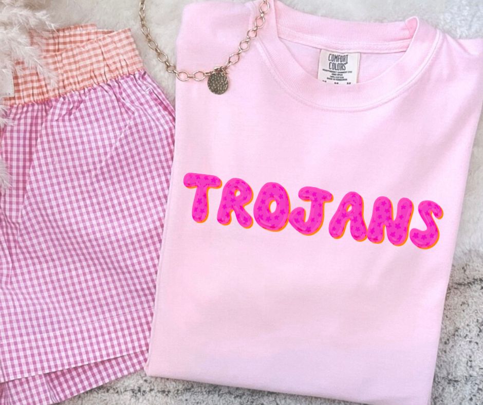 Trojans (Pink Bubble Stars Mascot) - DTF