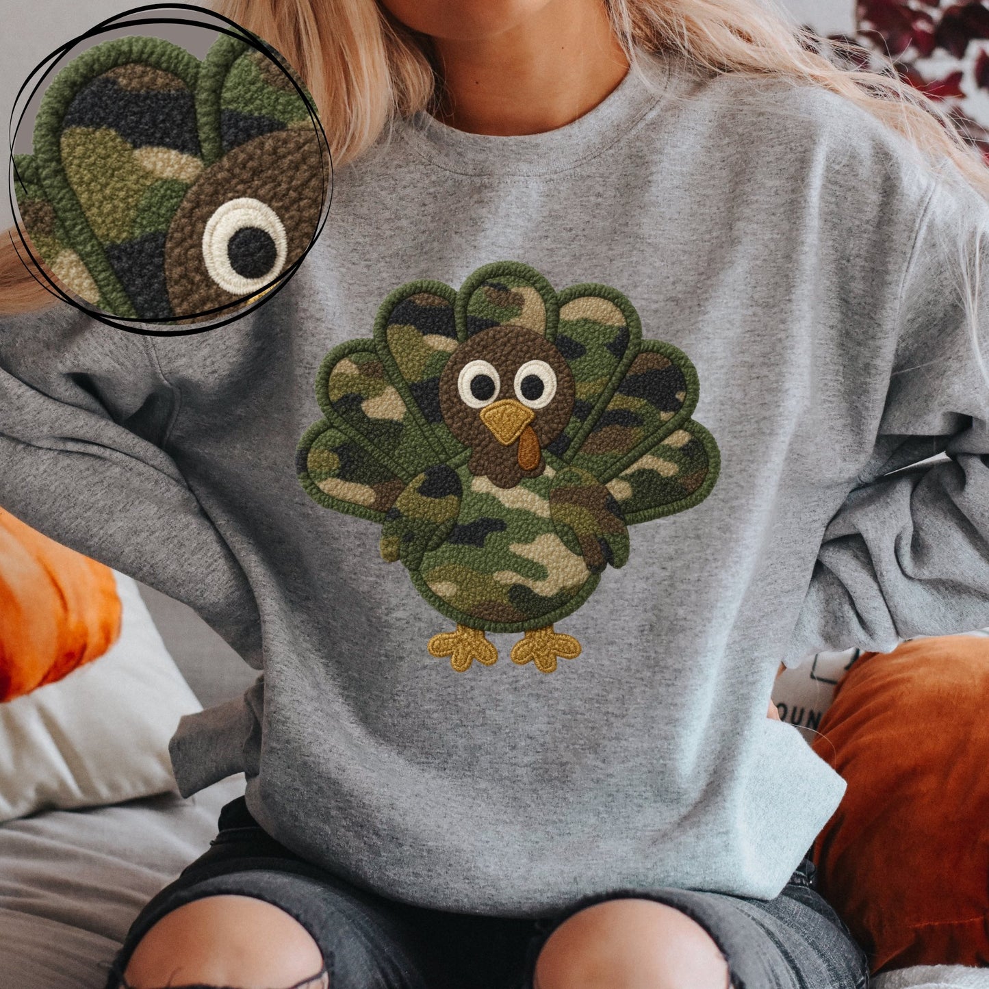 Turkey Camo (Faux Chenille Patch) - DTF