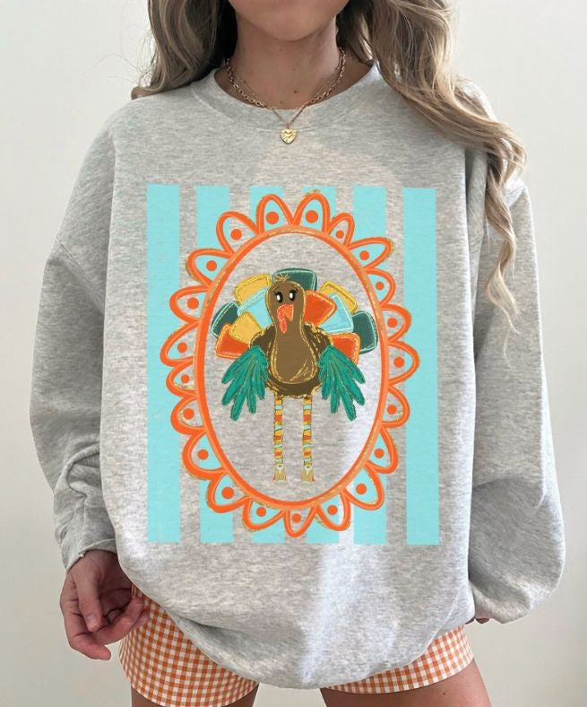 Turkey Long Legs with Frame and Stripes - DTF