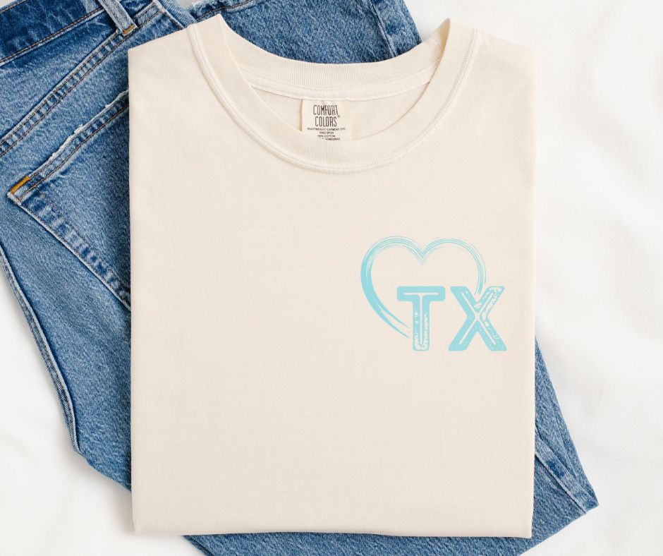 TX Heart (Muted Blue) - DTF
