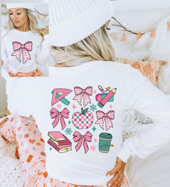 Teacher - Coquette Christmas (2-in-1 front/back transfer) - DTF