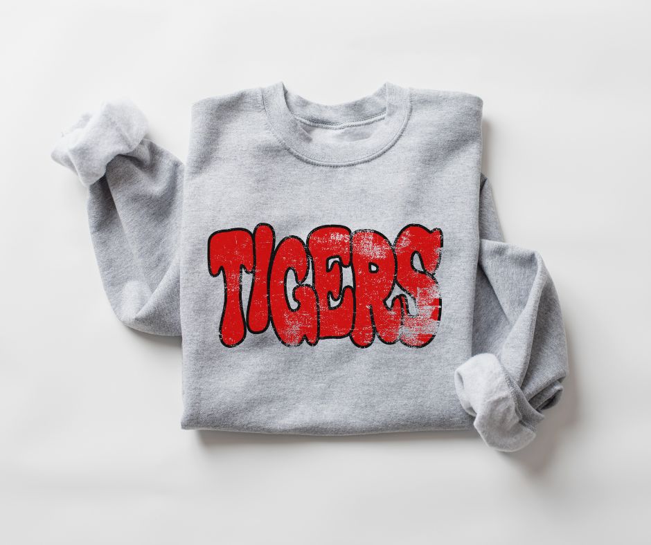 Tigers (wonky grunge- red/black) - DTF