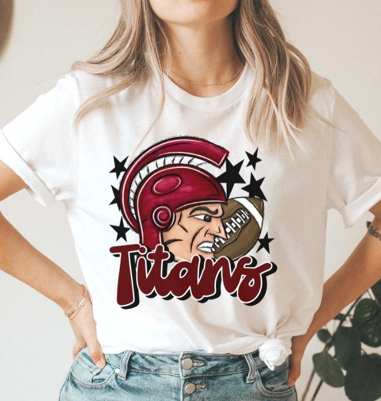 Titans Mascot (stars - maroon) - DTF