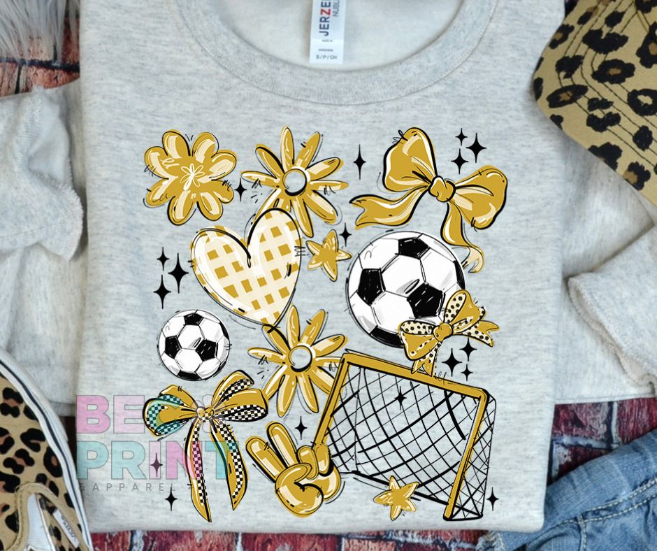 Play Ball Collage - Vegas Gold (Soccer) - DTF