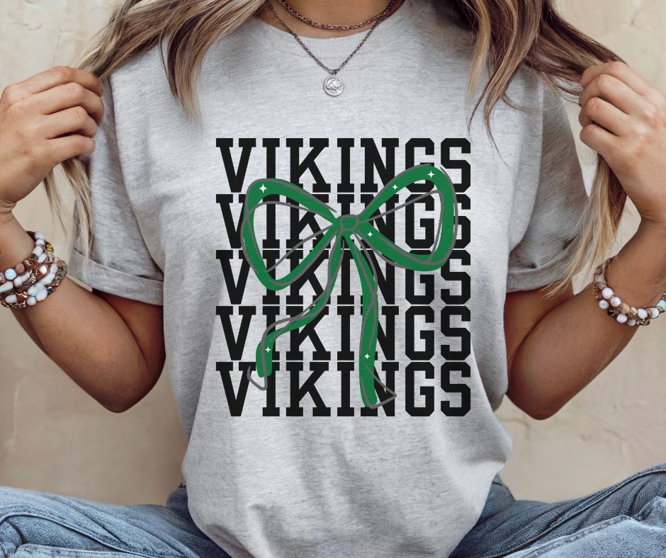 Vikings - Kelly Green/Black (Stacked Coquette Bow) - DTF