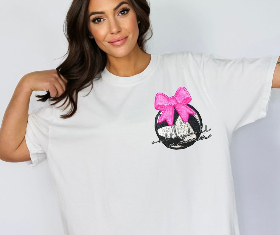 Volleyball Mama (faux embroidered patch) - DTF