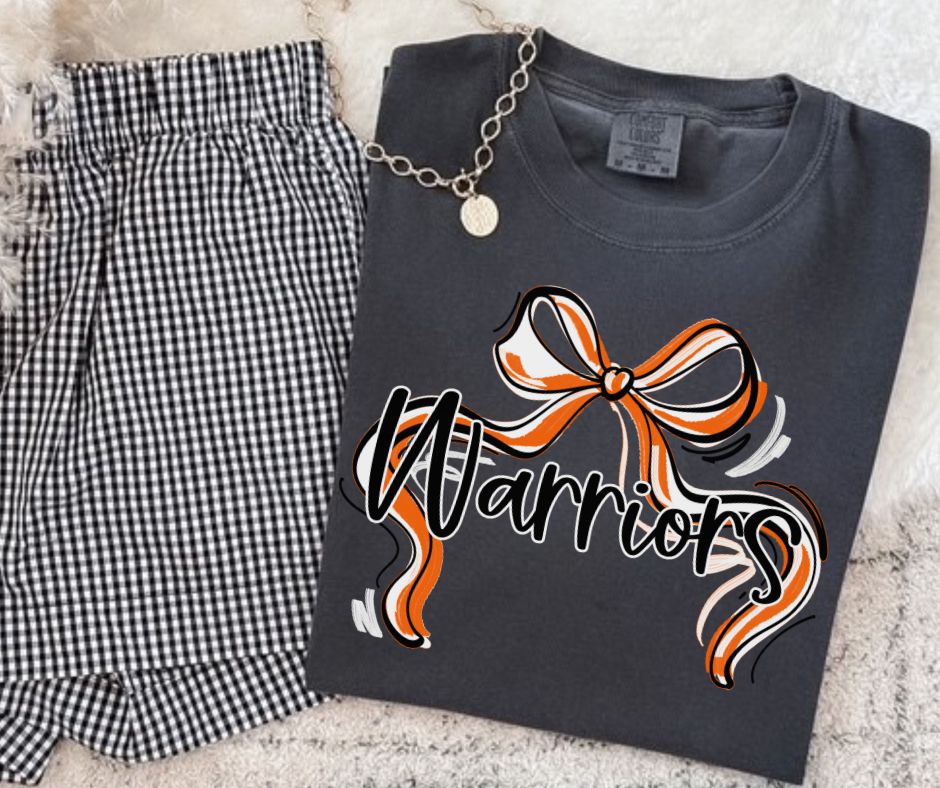 Warriors - Orange/White (Ribbon Sports Bow School Spirit) - DTF