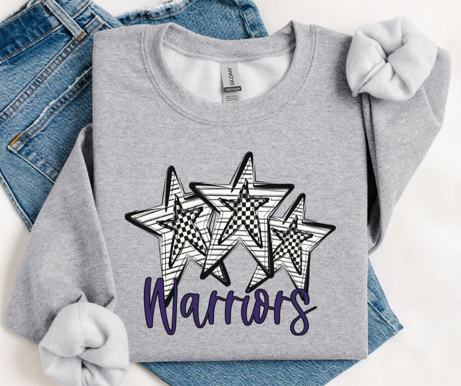 Warriors - Purple (Stars and Checks) - DTF