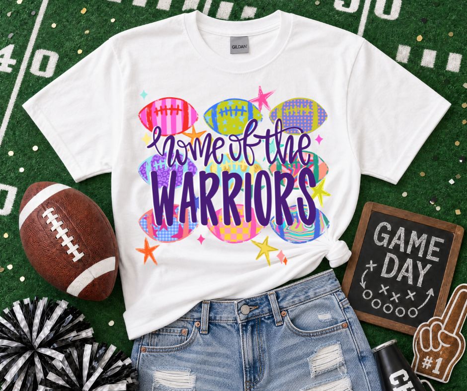 Warriors - Purple/White (Football Whimsy Mascot) - DTF