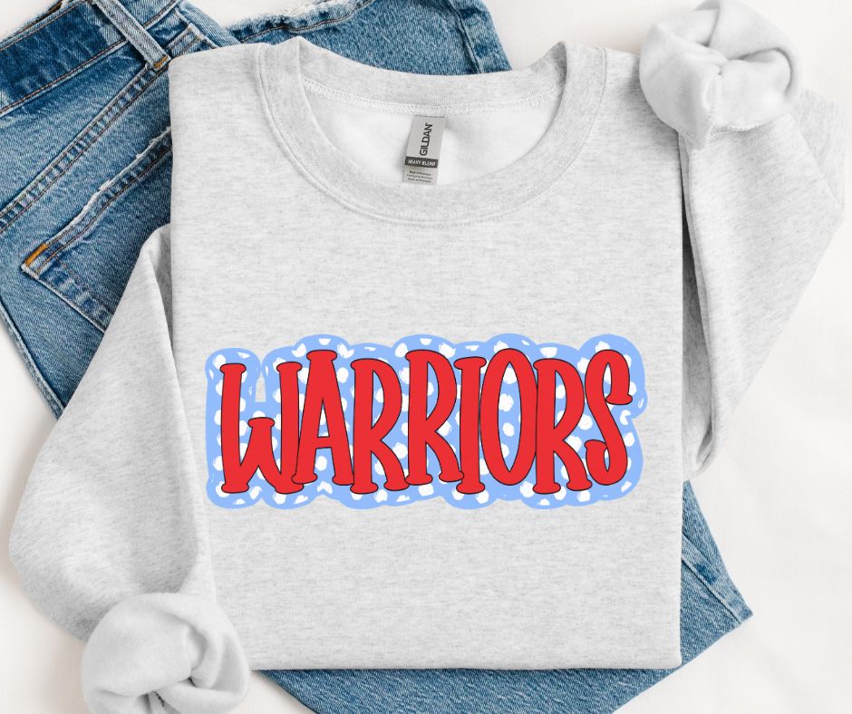 Warriors - Red/Columbia Blue (Polka Dot Stack Mascots) - DTF