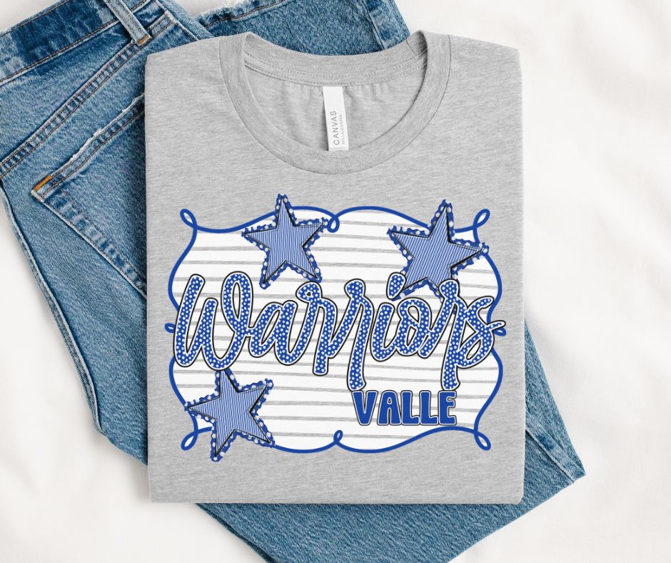 Warriors - Valle Royal Blue/White (School Spirit Framed Mascot) - DTF