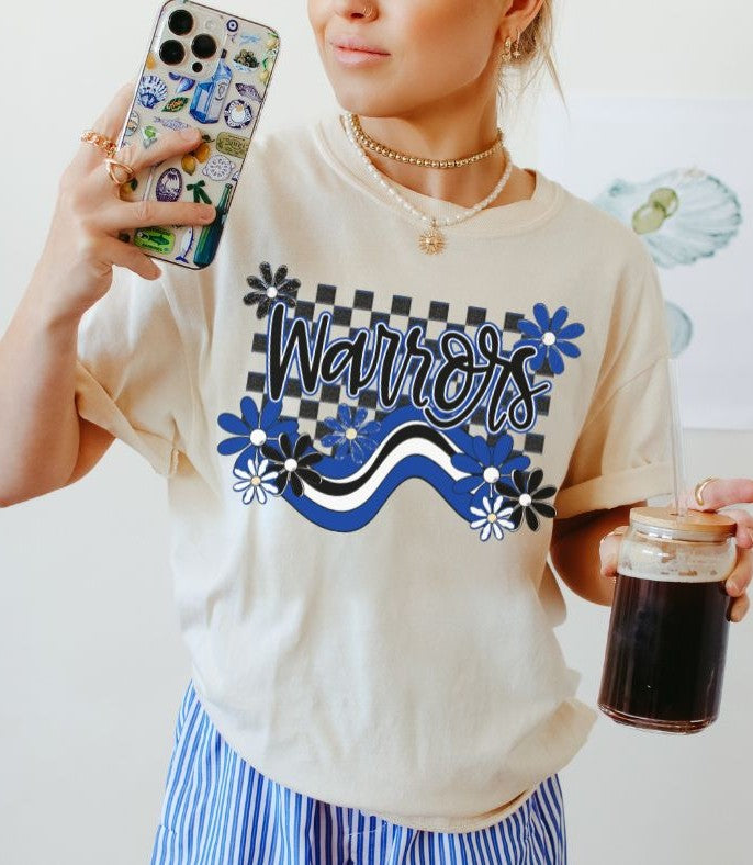 Warriors - Royal Blue (Boho Wave Team Colors Mascot) - DTF