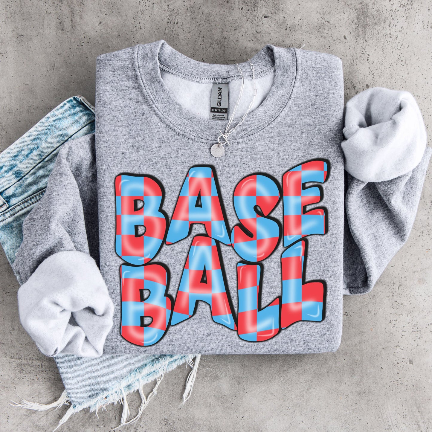 Baseball (Wavy Retro Checkerboard) - DTF
