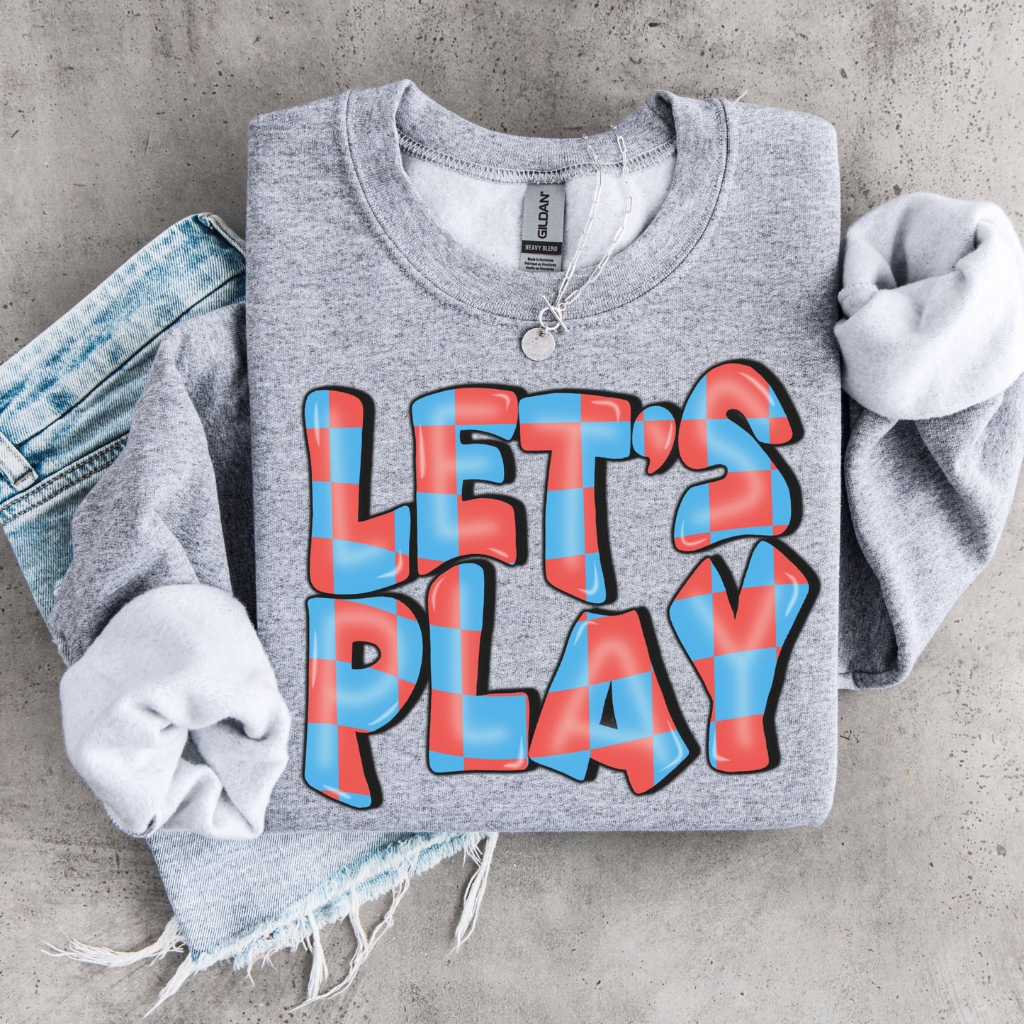 Lets Play (Wavy Retro Checkerboard) - DTF