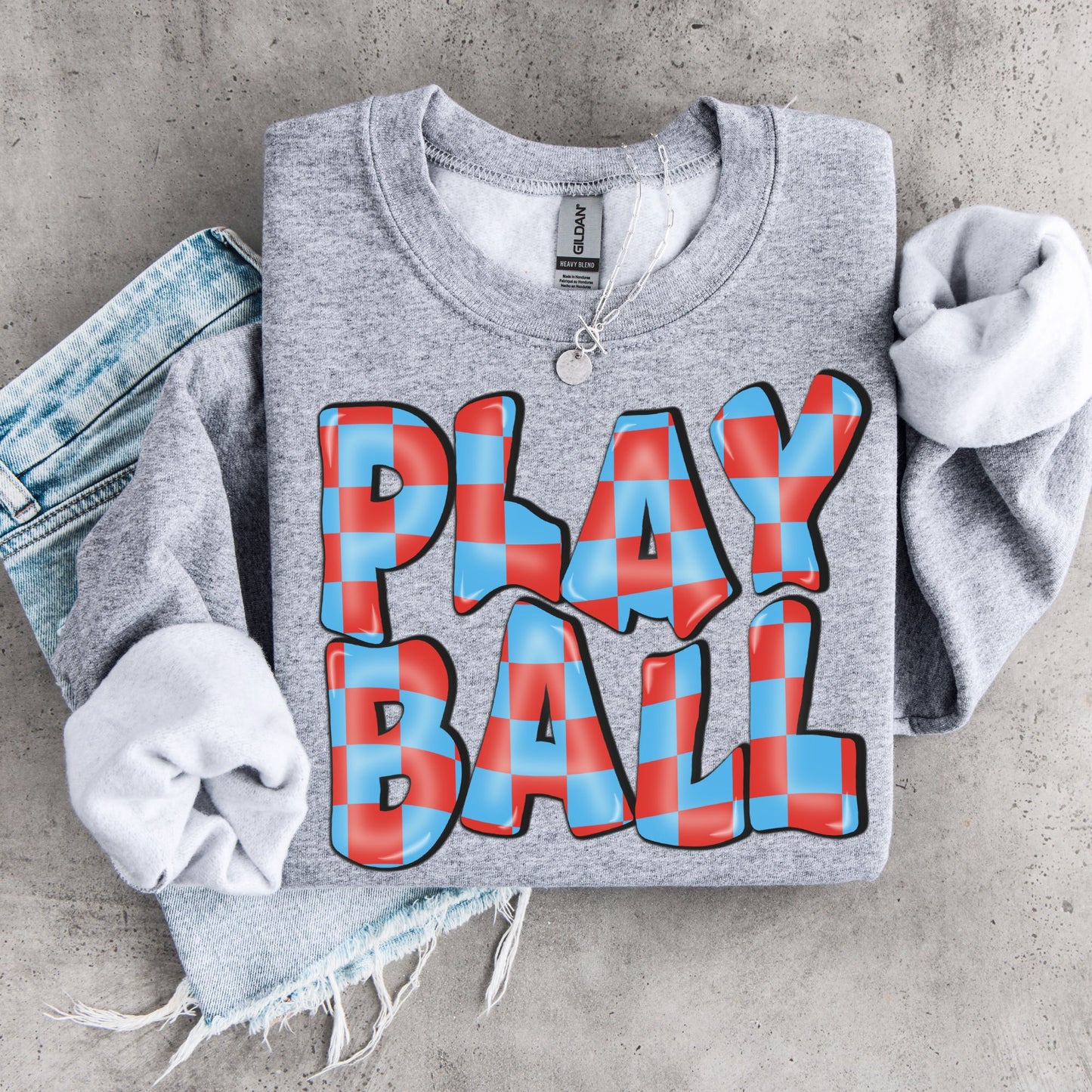 Play Ball (Wavy Retro Checkerboard) - DTF