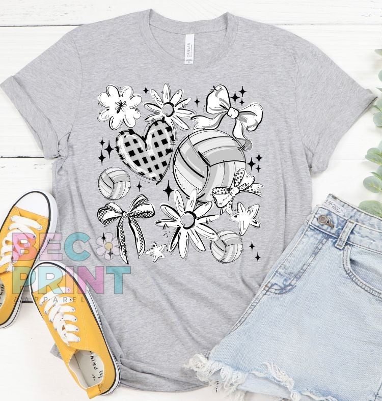 Play Ball Collage - White (Volleyball) - DTF