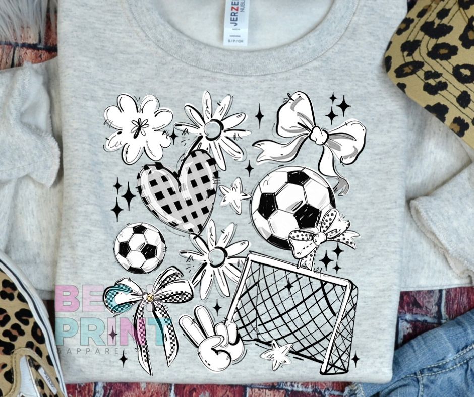 Play Ball Collage - White (Soccer) - DTF