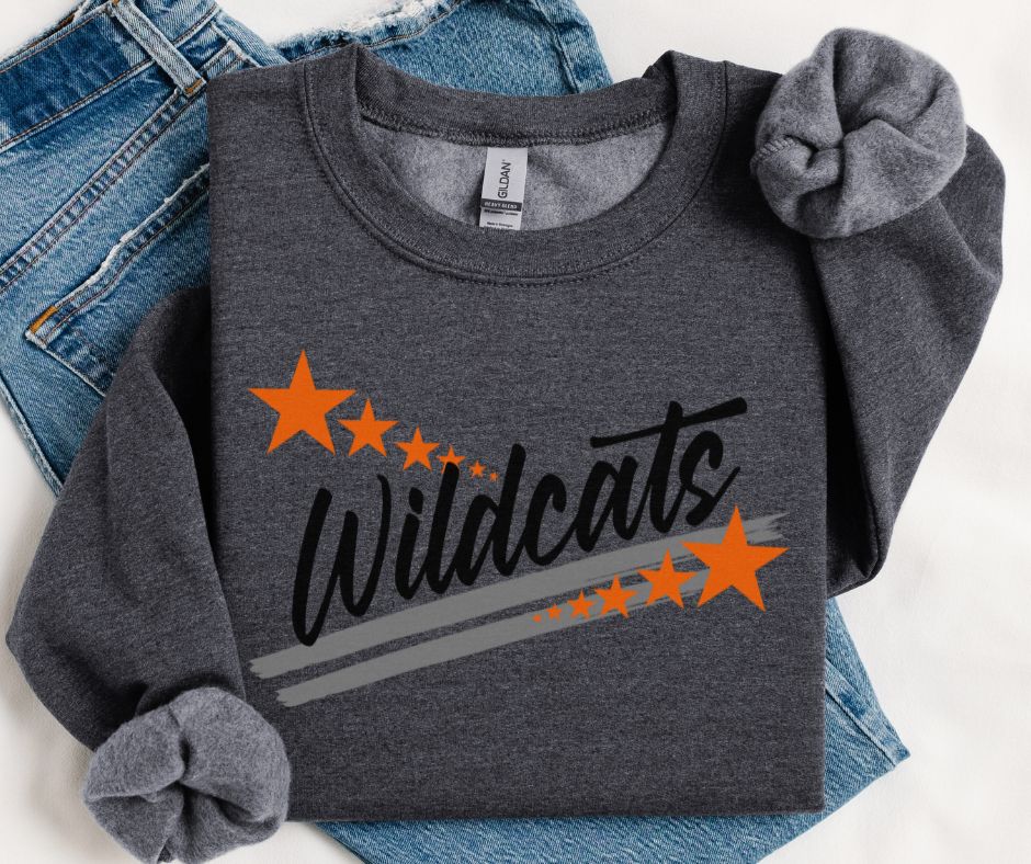 Wildcats - Black/Orange(Spirit Stars Mascots) - DTF