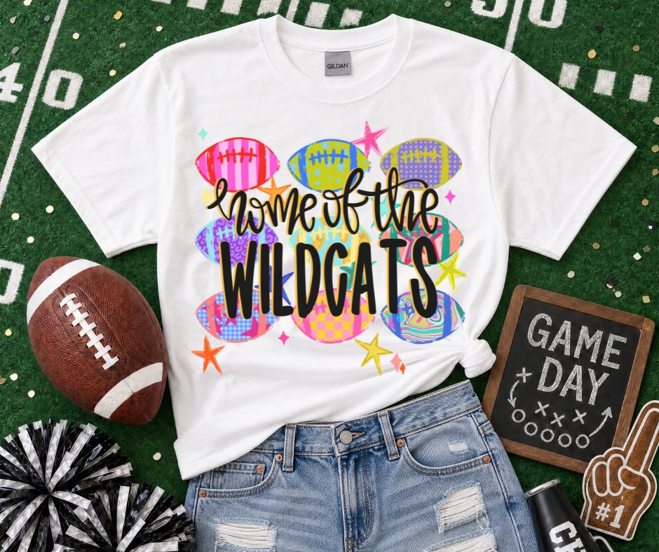 Wildcats - Black/Yellow Gold (Football Whimsy Mascot) - DTF