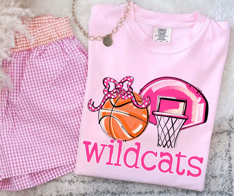 Wildcats - Pink (Basketball Bow Mascot) - DTF