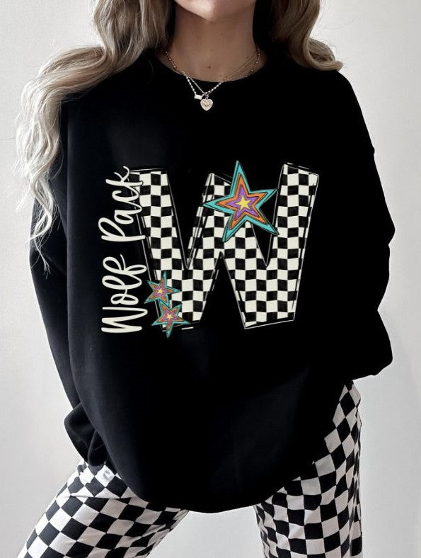 Wolfpack - Star (Retro Checkerboard Mascot) - DTF