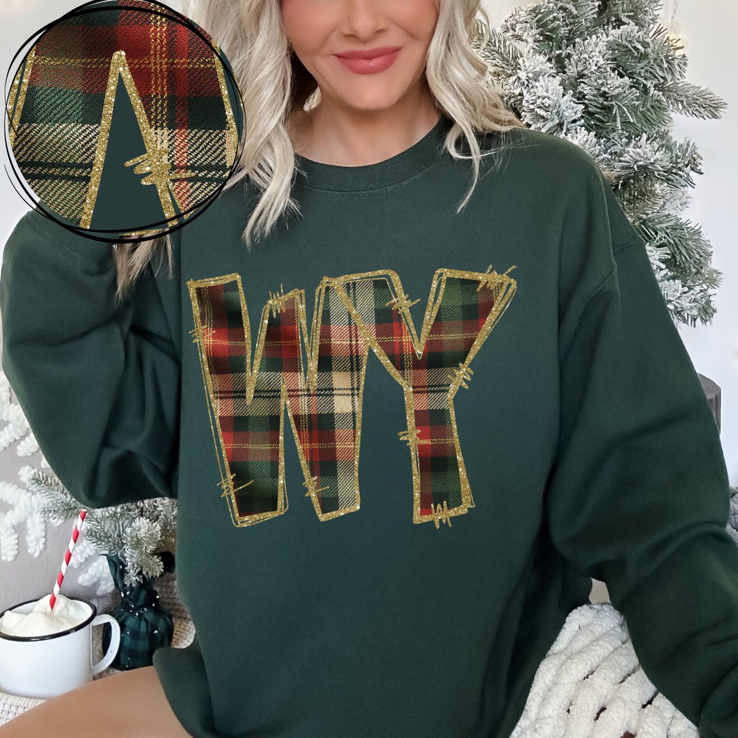 WY (Glitter & Plaid State Abbreviation) - DTF