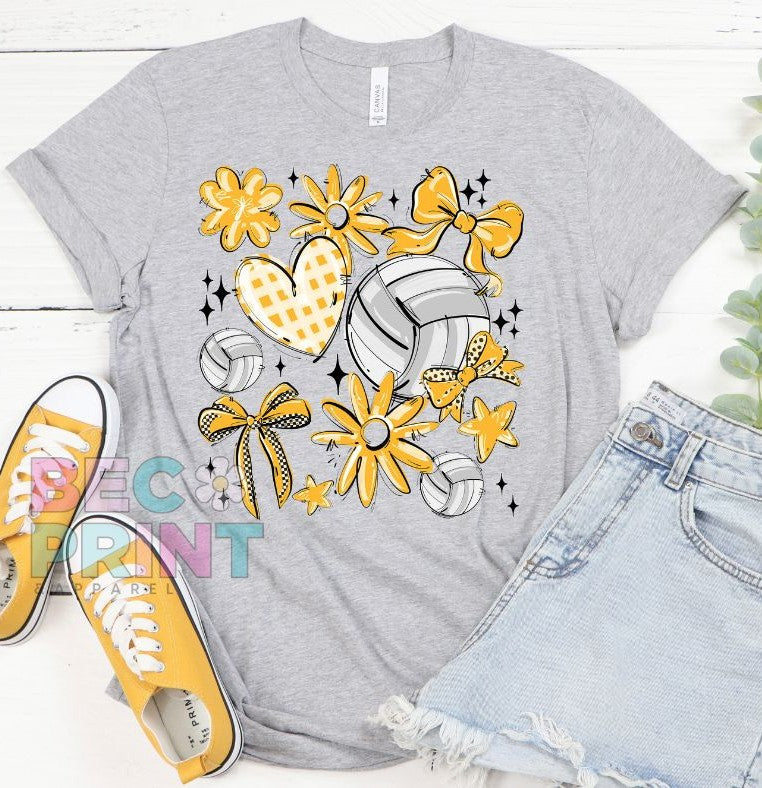 Play Ball Collage - Yellow Gold (Volleyball) - DTF