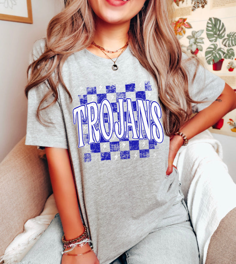 Trojans checkerboard (blue/white) - DTF
