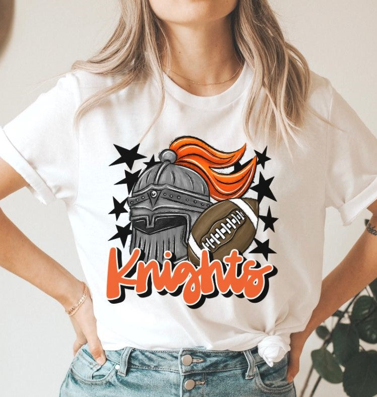 Knights Mascot (stars - orange) - DTF