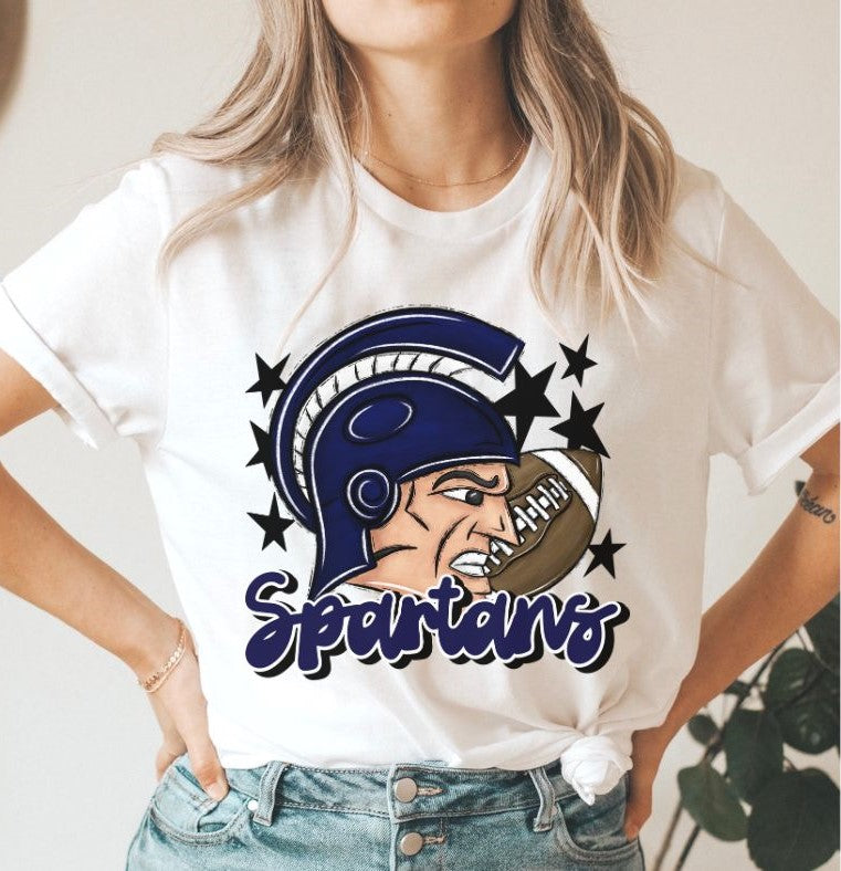 Spartans Mascot (stars - navy) - DTF