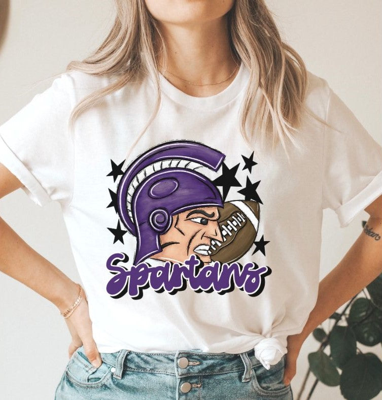 Spartans Mascot (stars - purple) - DTF